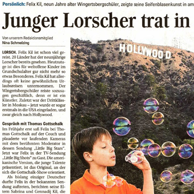 Junger Lorscher trat in Hollywood auf