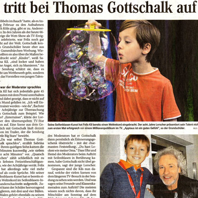 Lorscher tritt bei Thomas Gottschalk auf